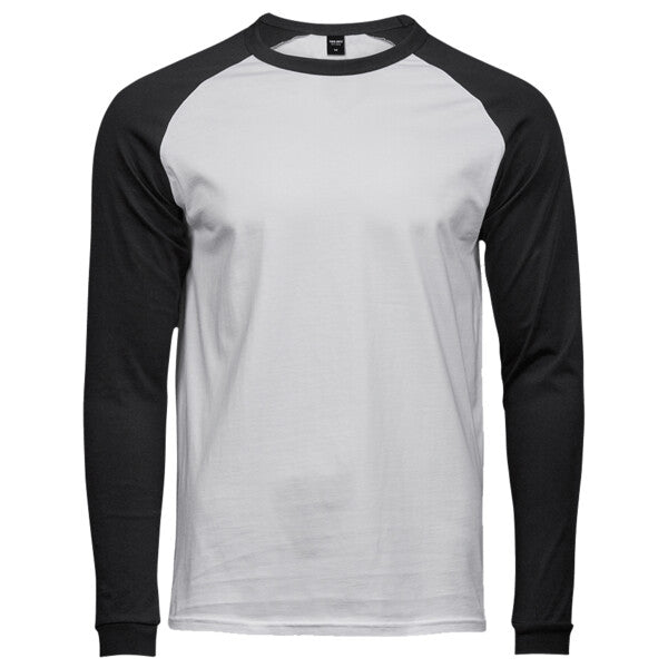 Tryck din logga på från Impala Print Shop - Anpassa TEE JAYS Tee Jays Long Sleeve Baseball T-Shirt TJ5072 i färgen Vitt för företag, föreningar och privatpersoner