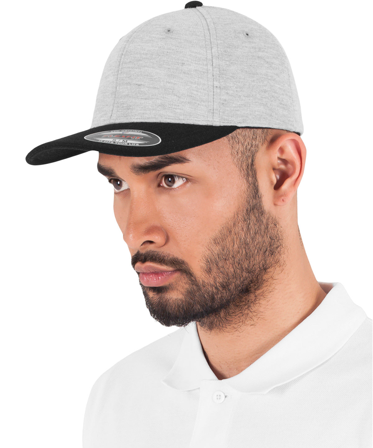 Tryck din logga på Kepsar från Flexfit by Yupoong - Anpassa Flexfit dubbel Jersey 2-tonad i färgen för företag, föreningar och privatpersoner