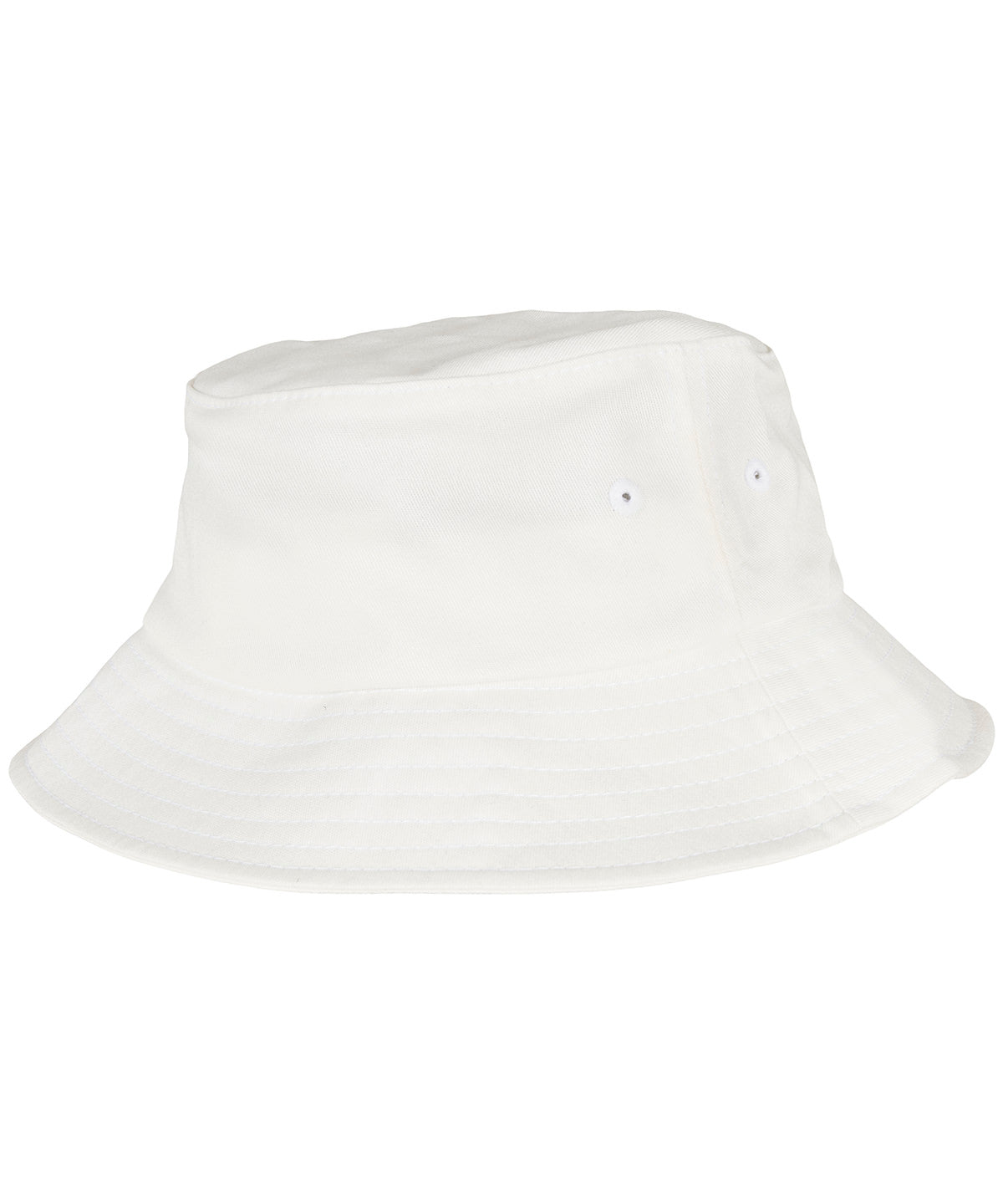 Tryck din logga på Hattar från Flexfit by Yupoong - Anpassa Barn Flexfit bomull twill bucket hatt i färgen Vit One Size för företag, föreningar och privatpersoner