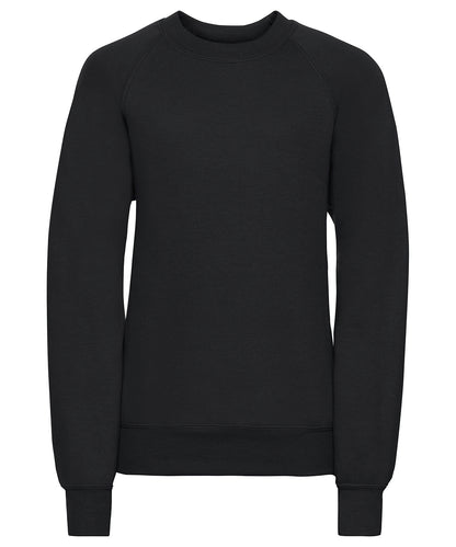 Tryck din logga på Sweatshirts från Russell Europe - Anpassa Russell Europe - Sweatshirt med Raglanärm för Barn i färgen Svart för företag, föreningar och privatpersoner