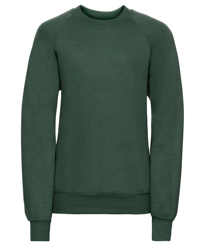 Tryck din logga på Sweatshirts från Russell Europe - Anpassa Russell Europe - Sweatshirt med Raglanärm för Barn i färgen Djup grön för företag, föreningar och privatpersoner
