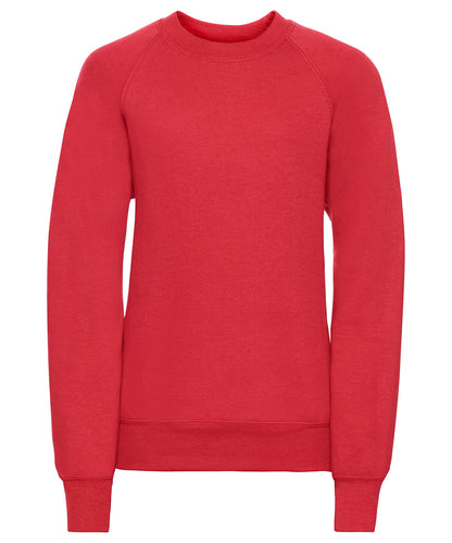 Tryck din logga på Sweatshirts från Russell Europe - Anpassa Russell Europe - Sweatshirt med Raglanärm för Barn i färgen Ljusröd för företag, föreningar och privatpersoner