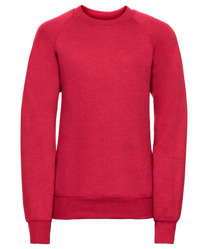 Tryck din logga på Sweatshirts från Russell Europe - Anpassa Russell Europe - Sweatshirt med Raglanärm för Barn i färgen Mellan röd för företag, föreningar och privatpersoner