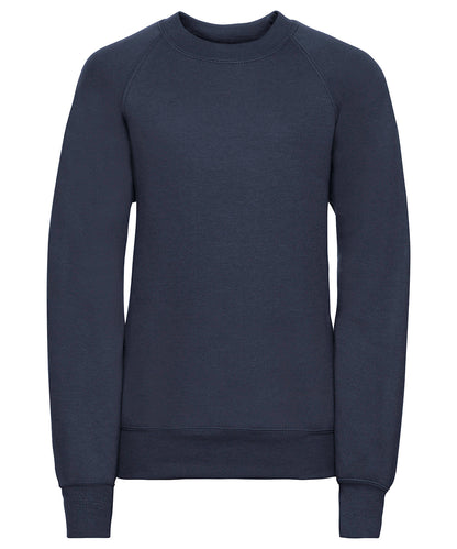 Tryck din logga på Sweatshirts från Russell Europe - Anpassa Russell Europe - Sweatshirt med Raglanärm för Barn i färgen Marinblå för företag, föreningar och privatpersoner