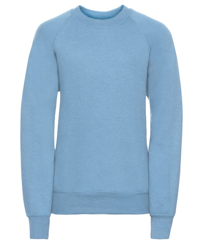 Tryck din logga på Sweatshirts från Russell Europe - Anpassa Russell Europe - Sweatshirt med Raglanärm för Barn i färgen Himmelblå för företag, föreningar och privatpersoner