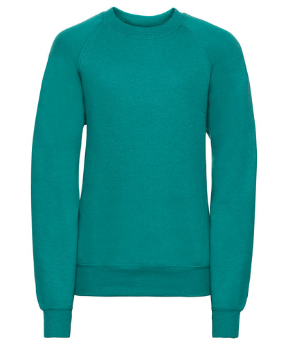 Tryck din logga på Sweatshirts från Russell Europe - Anpassa Russell Europe - Sweatshirt med Raglanärm för Barn i färgen Mellan grön för företag, föreningar och privatpersoner