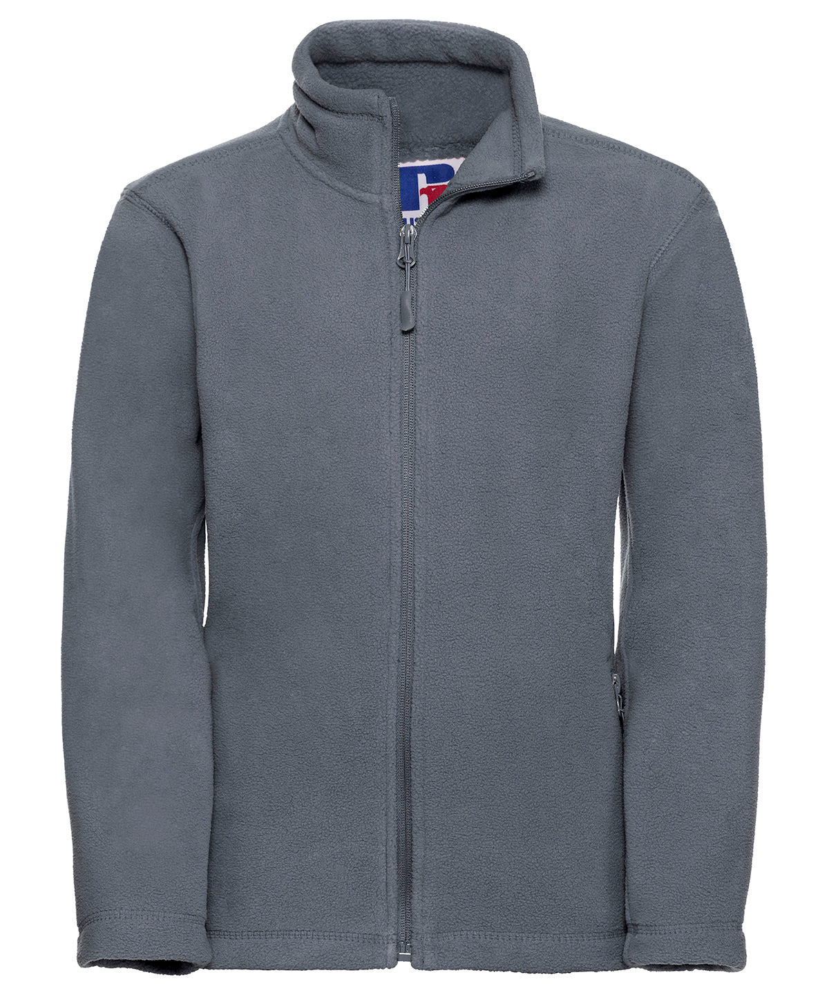 Tryck din logga på Fleece från Russell Europe - Anpassa Outdoorfleece med full dragkedja för barn i färgen Mörkgrå för företag, föreningar och privatpersoner