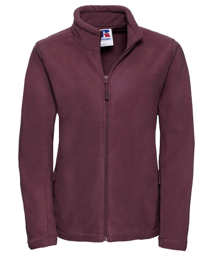 Tryck din logga på Fleece från Russell Europe - Anpassa Fleece med dragkedja för damer för utomhusbruk i färgen Burgundy för företag, föreningar och privatpersoner
