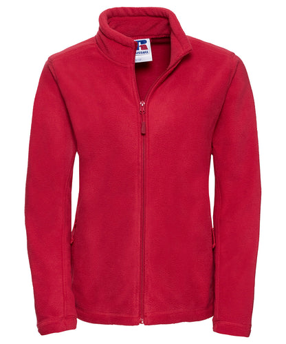 Tryck din logga på Fleece från Russell Europe - Anpassa Fleece med dragkedja för damer för utomhusbruk i färgen Mellan röd för företag, föreningar och privatpersoner
