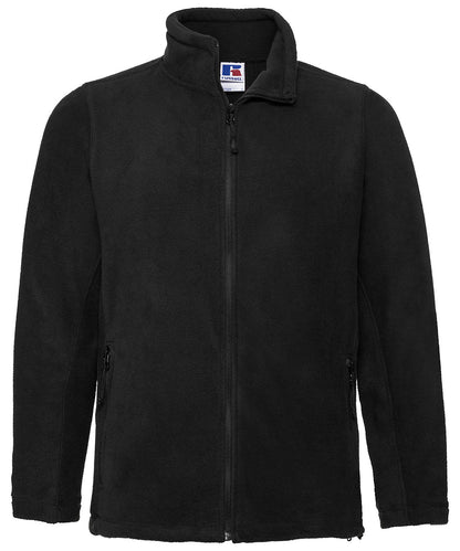 Tryck din logga på Fleece från Russell Europe - Anpassa Fleece för utomhusbruk med hel dragkedja i färgen Svart för företag, föreningar och privatpersoner