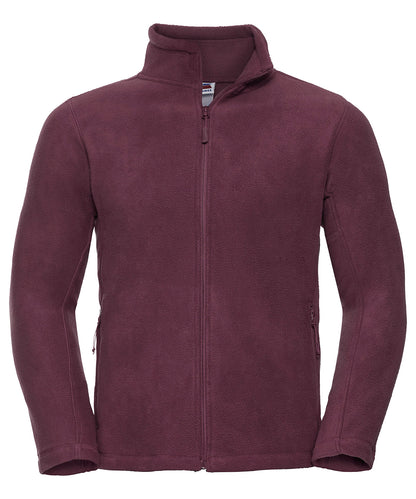 Tryck din logga på Fleece från Russell Europe - Anpassa Fleece för utomhusbruk med hel dragkedja i färgen Burgundy för företag, föreningar och privatpersoner