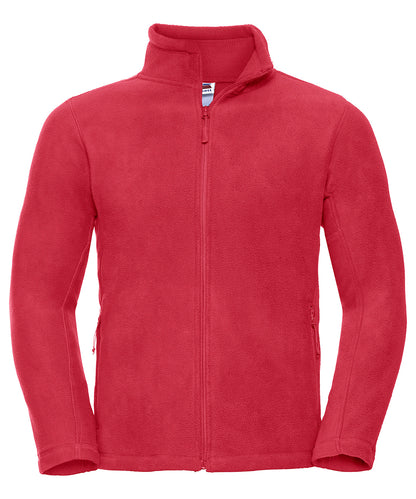 Tryck din logga på Fleece från Russell Europe - Anpassa Fleece för utomhusbruk med hel dragkedja i färgen Mellan röd för företag, föreningar och privatpersoner