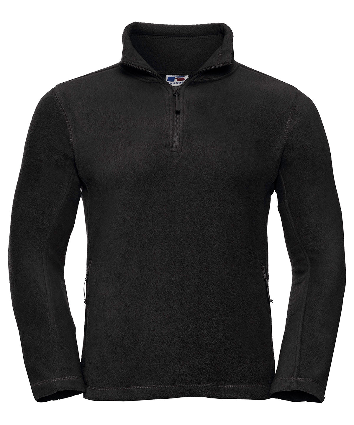 Tryck din logga på Fleece från Russell Europe - Anpassa Zip fleece för utomhusbruk i färgen Svart för företag, föreningar och privatpersoner