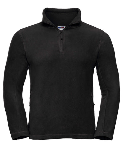 Tryck din logga på Fleece från Russell Europe - Anpassa Zip fleece för utomhusbruk i färgen Svart för företag, föreningar och privatpersoner