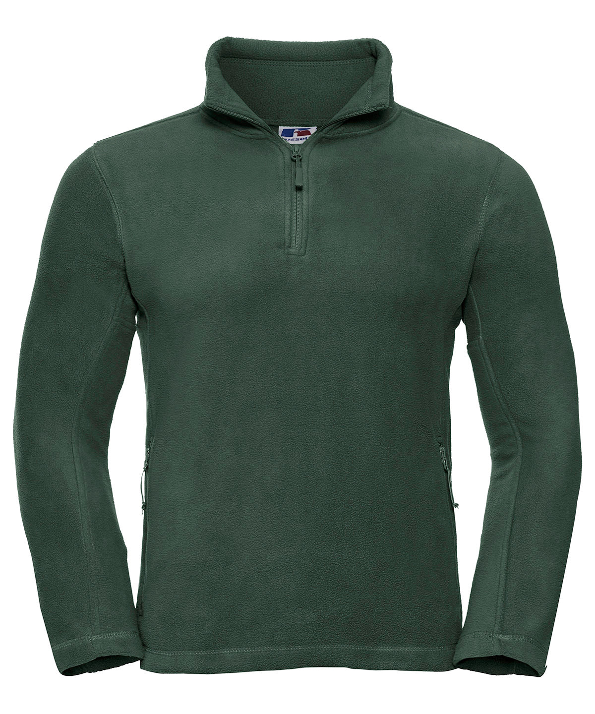 Tryck din logga på Fleece från Russell Europe - Anpassa Zip fleece för utomhusbruk i färgen Djup grön för företag, föreningar och privatpersoner