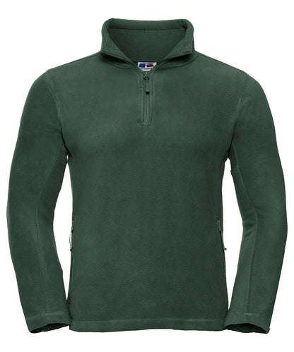 Tryck din logga på Fleece från Russell Europe - Anpassa Zip fleece för utomhusbruk i färgen Djup grön för företag, föreningar och privatpersoner