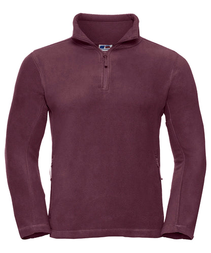 Tryck din logga på Fleece från Russell Europe - Anpassa Zip fleece för utomhusbruk i färgen Burgundy för företag, föreningar och privatpersoner