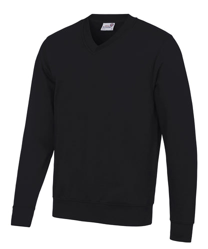 Tryck din logga på Sweatshirts från AWDis Academy - Anpassa Awdis Academy - Senior Akademi V-Ringad Tröja i färgen Svart för företag, föreningar och privatpersoner