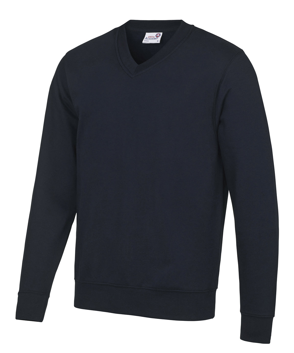 Tryck din logga på Sweatshirts från AWDis Academy - Anpassa Awdis Academy - Senior Akademi V-Ringad Tröja i färgen Marinblå för företag, föreningar och privatpersoner