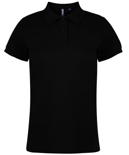 Tryck din logga på Piké från Asquith & Fox - Anpassa Classic Tailored Polo - Dam i färgen Svart för företag, föreningar och privatpersoner