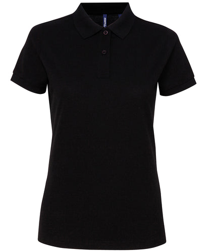 Tryck din logga på Piké från Asquith & Fox - Anpassa Women's Polycotton Polo i färgen Svart för företag, föreningar och privatpersoner