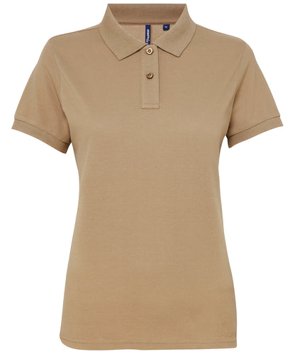 Tryck din logga på Piké från Asquith & Fox - Anpassa Women's Polycotton Polo i färgen Khaki för företag, föreningar och privatpersoner