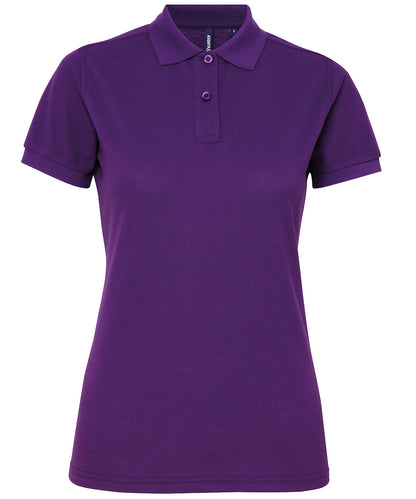Tryck din logga på Piké från Asquith & Fox - Anpassa Women's Polycotton Polo i färgen Mörk lila för företag, föreningar och privatpersoner