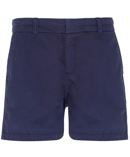 Tryck din logga på Shorts från Asquith & Fox - Anpassa Chino shorts för dam i färgen Marinblå för företag, föreningar och privatpersoner