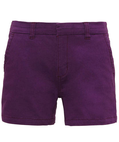 Tryck din logga på Shorts från Asquith & Fox - Anpassa Chino shorts för dam i färgen Mörk lila för företag, föreningar och privatpersoner