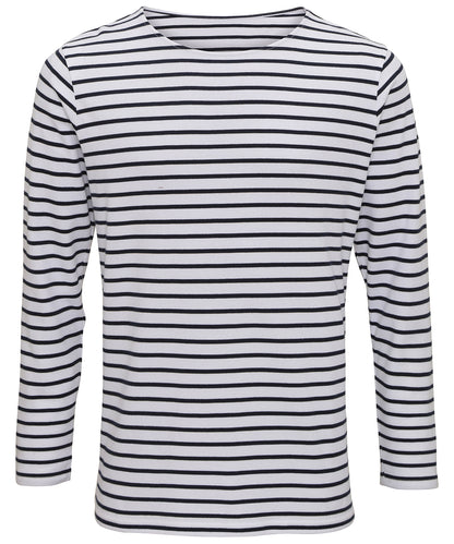 Tryck din logga på T-shirts från Asquith & Fox - Anpassa Marinire Coastal Long Sleeve Tee - Herr i färgen Randigt för företag, föreningar och privatpersoner