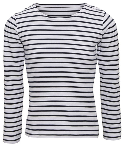 Tryck din logga på T-shirts från Asquith & Fox - Anpassa Marinire Coastal Long Sleeve Tee -Dam i färgen Randigt för företag, föreningar och privatpersoner