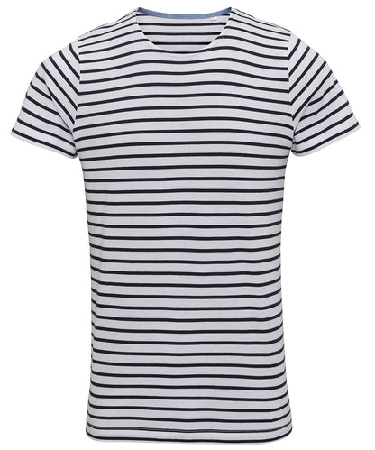 Tryck din logga på T-shirts från Asquith & Fox - Anpassa Marinire Coastal Short Sleeve Tee - Herr i färgen Randigt för företag, föreningar och privatpersoner