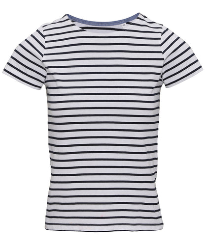 Tryck din logga på T-shirts från Asquith & Fox - Anpassa Marinire Coastal Short Sleeve Tee-Dam i färgen Randigt för företag, föreningar och privatpersoner