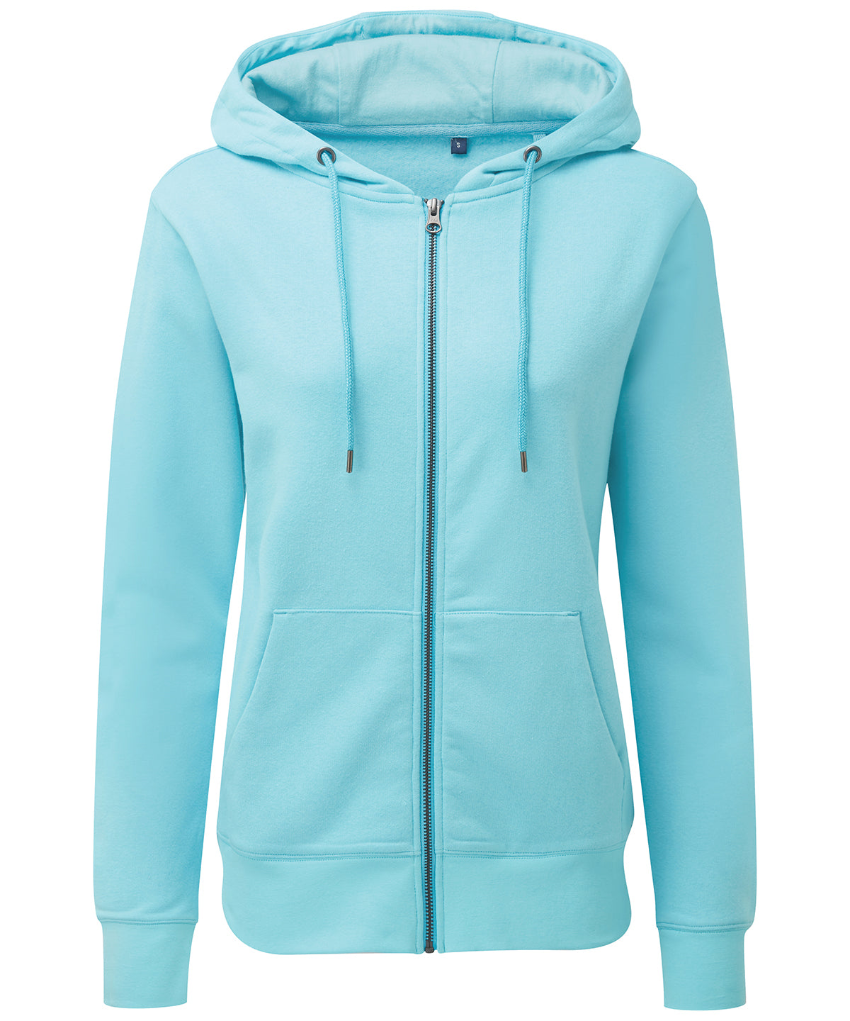 Tryck din logga på Hoodies från Asquith & Fox - Anpassa Asquith & Fox - Ekologisk Zip Hoodie för Dam i färgen Turkos för företag, föreningar och privatpersoner
