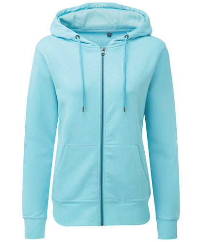 Tryck din logga på Hoodies från Asquith & Fox - Anpassa Asquith & Fox - Ekologisk Zip Hoodie för Dam i färgen Turkos för företag, föreningar och privatpersoner