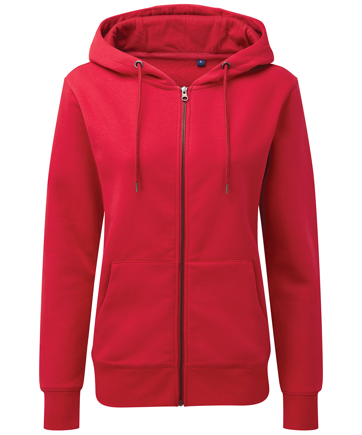 Tryck din logga på Hoodies från Asquith & Fox - Anpassa Asquith & Fox - Ekologisk Zip Hoodie för Dam i färgen Mellan röd för företag, föreningar och privatpersoner