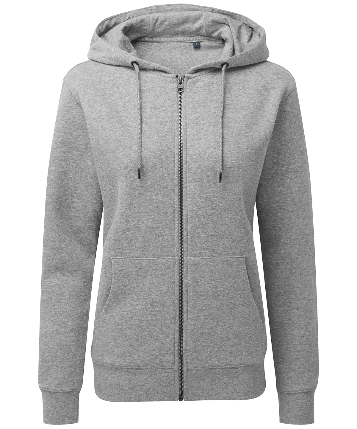Tryck din logga på Hoodies från Asquith & Fox - Anpassa Asquith & Fox - Ekologisk Zip Hoodie för Dam i färgen Ljunggrå för företag, föreningar och privatpersoner