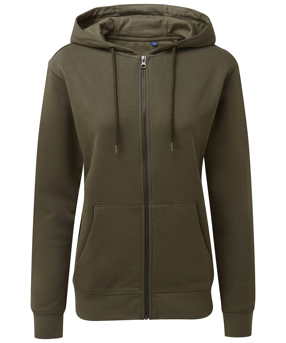 Tryck din logga på Hoodies från Asquith & Fox - Anpassa Asquith & Fox - Ekologisk Zip Hoodie för Dam i färgen Oliv för företag, föreningar och privatpersoner