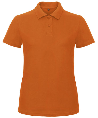 Tryck din logga på Piké från B&C Collection - Anpassa B&C ID.001 /Women i färgen Mellan Orange för företag, föreningar och privatpersoner