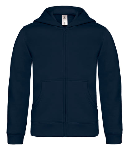Tryck din logga på Hoodies från B&C Collection - Anpassa B&C Collection - Zip Hoodie för Barn i färgen Marinblå för företag, föreningar och privatpersoner