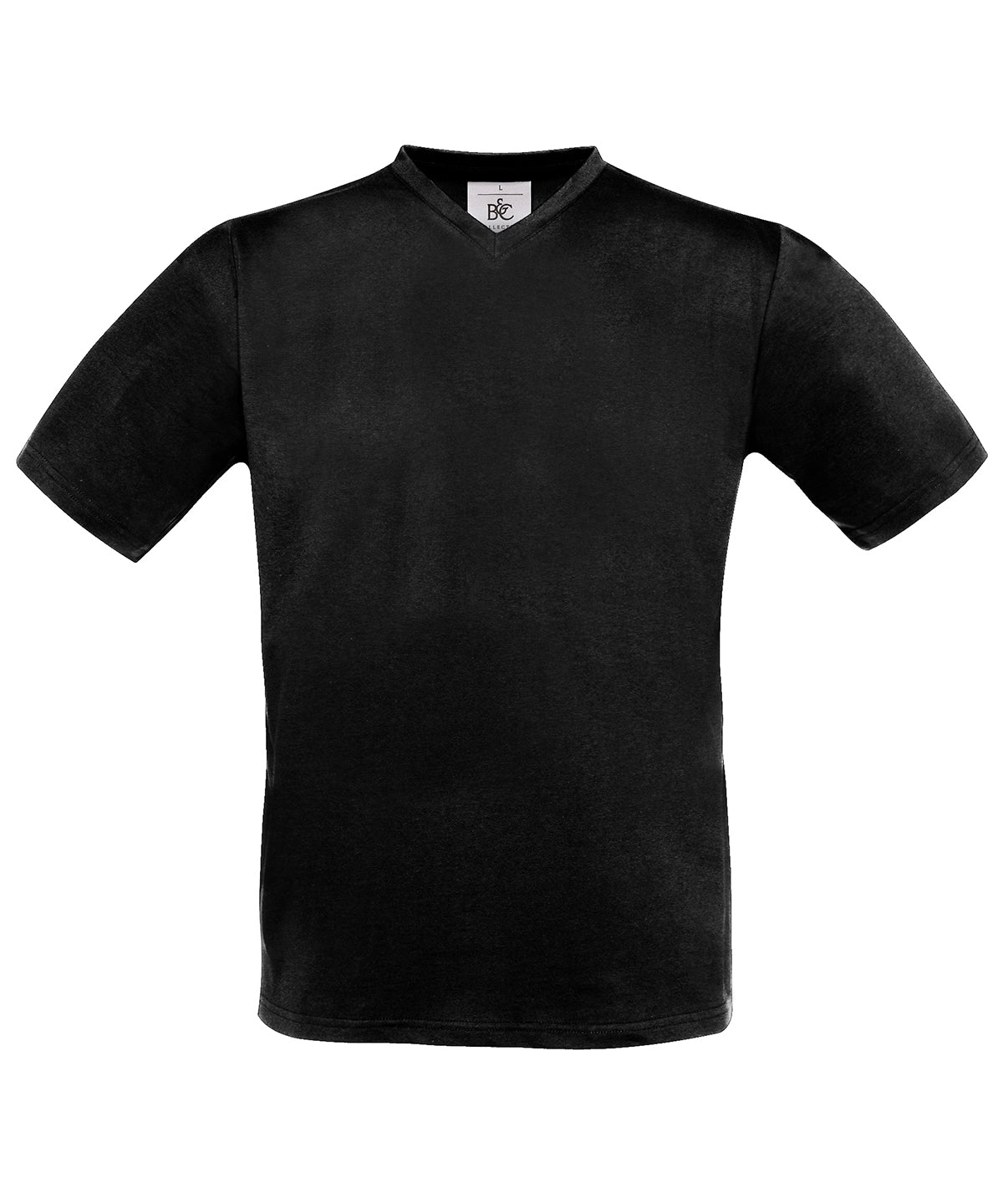 Tryck din logga på T-shirts från B&C Collection - Anpassa B&C Exact V-Neck - Herr i färgen Svart för företag, föreningar och privatpersoner