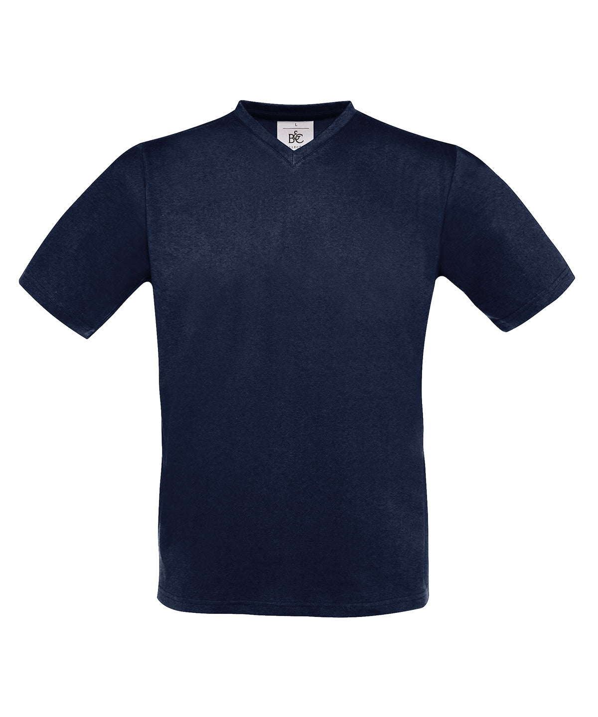 Tryck din logga på T-shirts från B&C Collection - Anpassa B&C Exact V-Neck - Herr i färgen Marinblå för företag, föreningar och privatpersoner