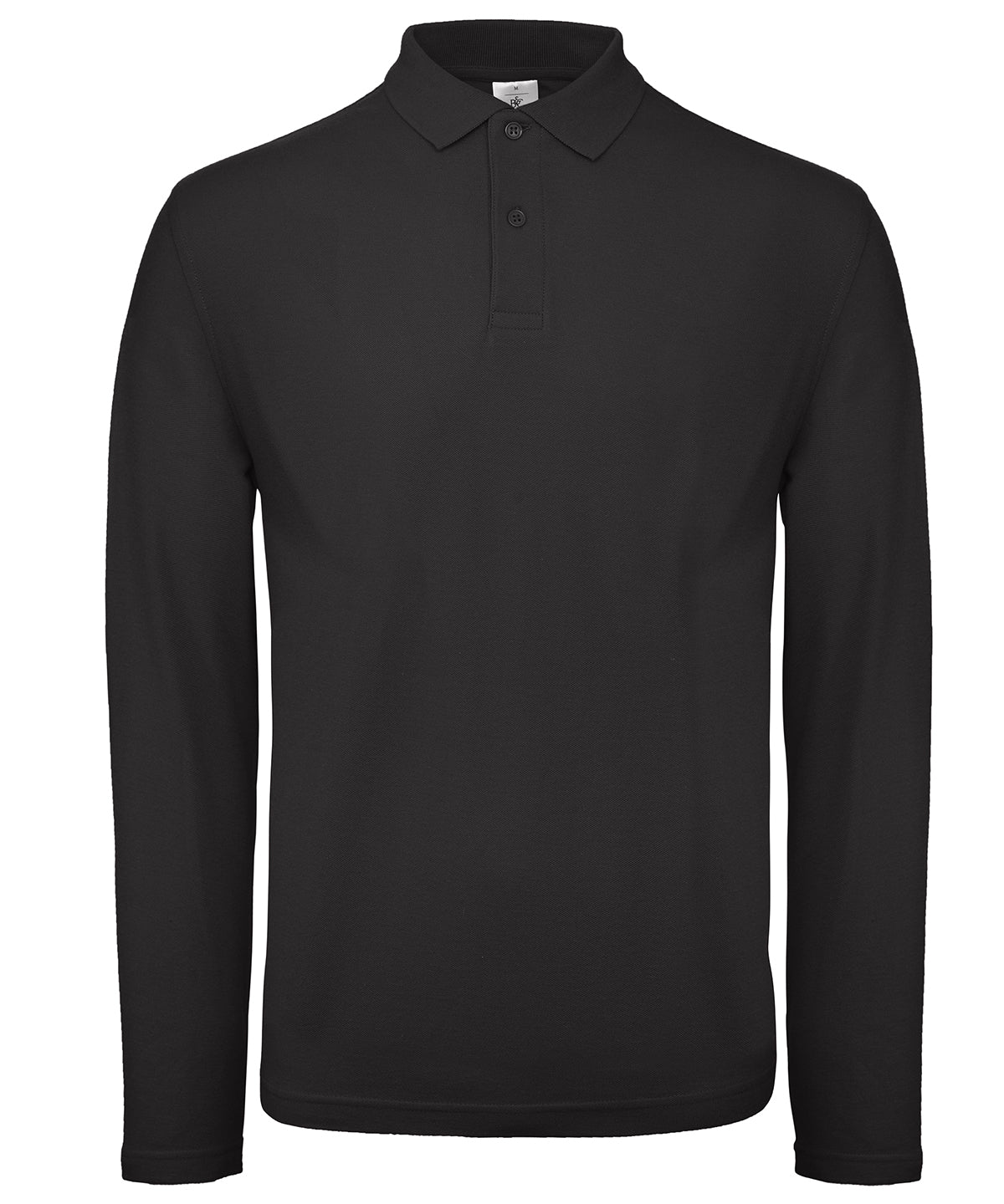 Tryck din logga på Piké från B&C Collection - Anpassa B&C ID.001 LSL /Long Sleeve i färgen Svart för företag, föreningar och privatpersoner