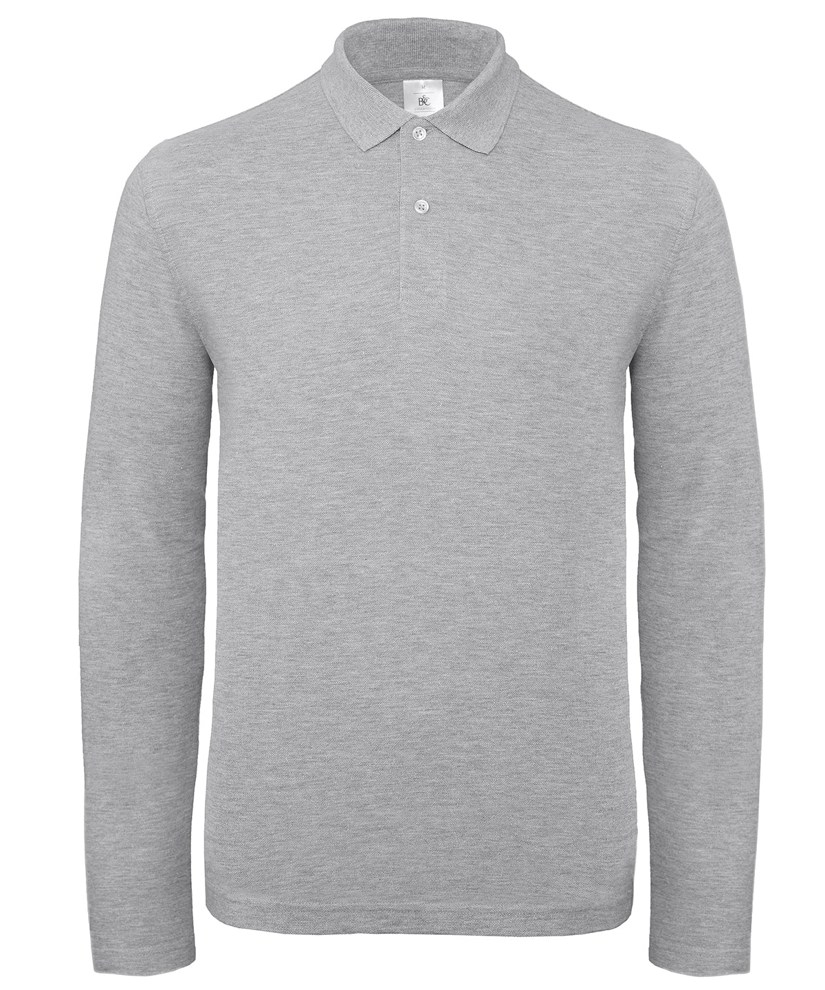 Tryck din logga på Piké från B&C Collection - Anpassa B&C ID.001 LSL /Long Sleeve i färgen Ljunggrå för företag, föreningar och privatpersoner