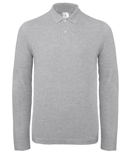 Tryck din logga på Piké från B&C Collection - Anpassa B&C ID.001 LSL /Long Sleeve i färgen Ljunggrå för företag, föreningar och privatpersoner