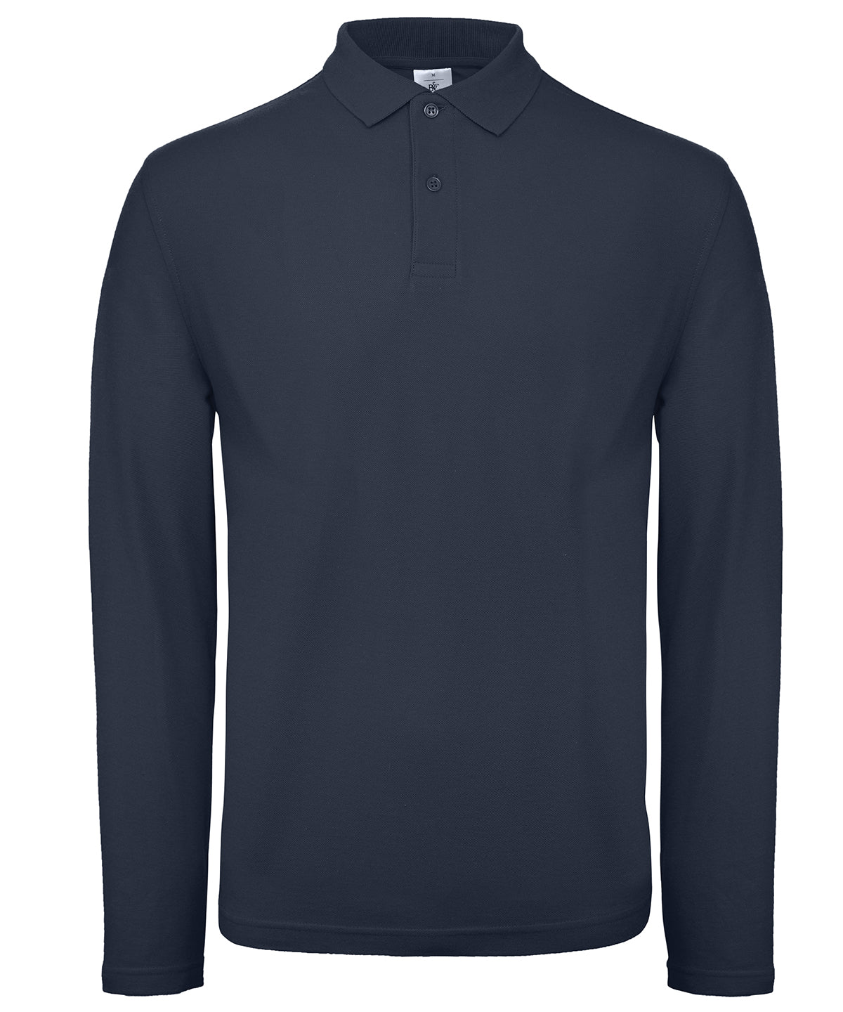 Tryck din logga på Piké från B&C Collection - Anpassa B&C ID.001 LSL /Long Sleeve i färgen Marinblå för företag, föreningar och privatpersoner