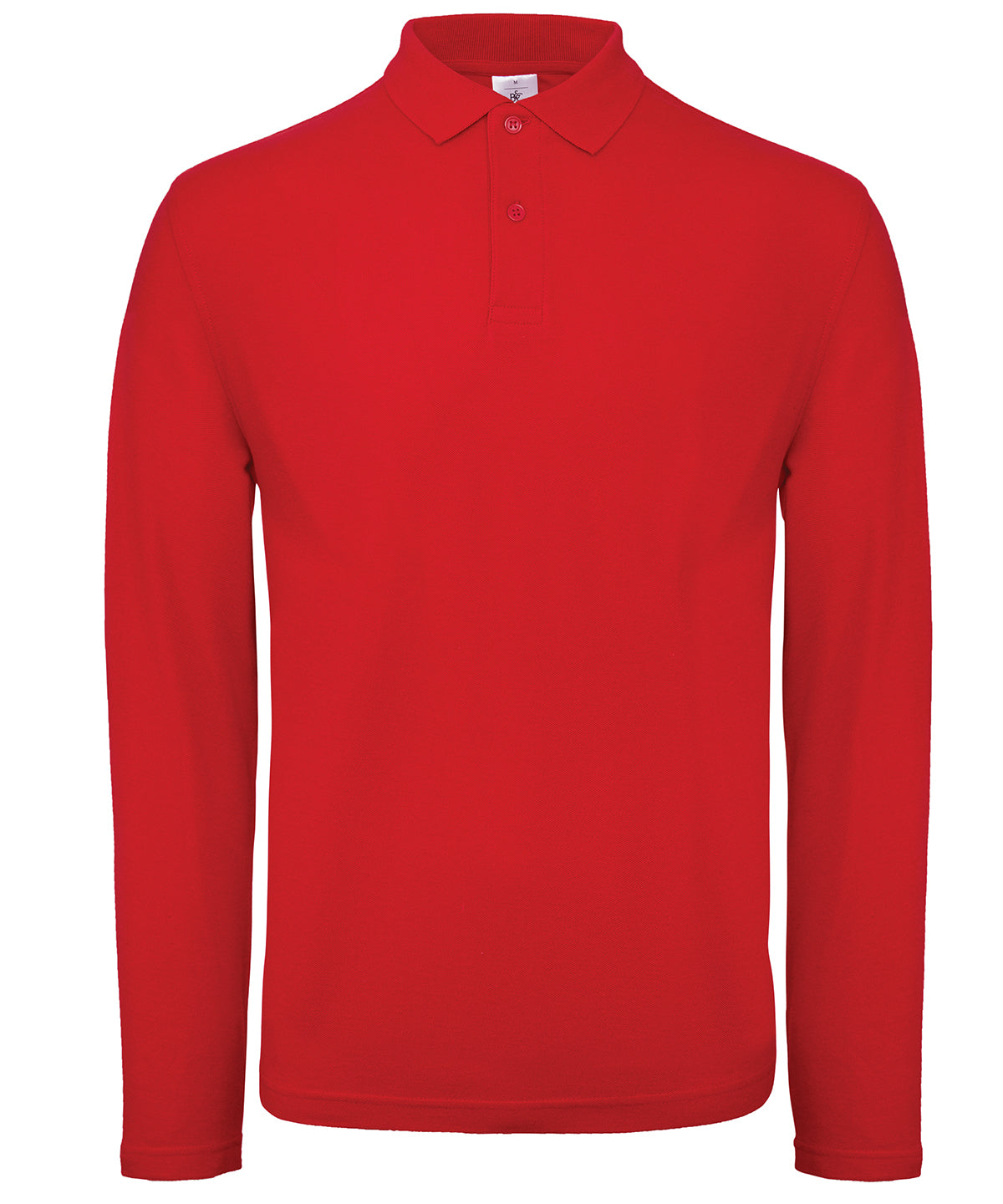 Tryck din logga på Piké från B&C Collection - Anpassa B&C ID.001 LSL /Long Sleeve i färgen Mellan röd för företag, föreningar och privatpersoner