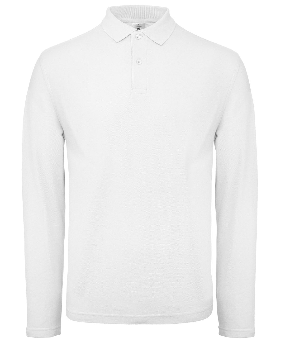 Tryck din logga på Piké från B&C Collection - Anpassa B&C ID.001 LSL /Long Sleeve i färgen Vit för företag, föreningar och privatpersoner