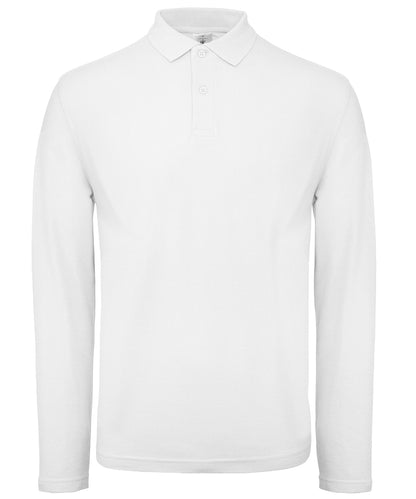 Tryck din logga på Piké från B&C Collection - Anpassa B&C ID.001 LSL /Long Sleeve i färgen Vit för företag, föreningar och privatpersoner