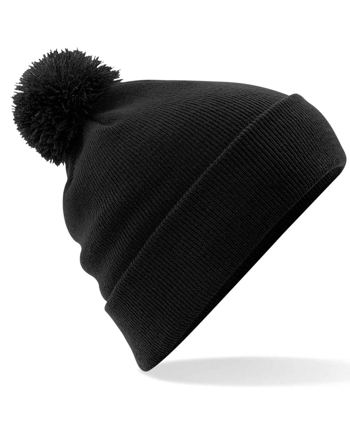 Tryck din logga på Mössor från Beechfield - Anpassa Original pom pom-mössa i färgen Svart One Size för företag, föreningar och privatpersoner